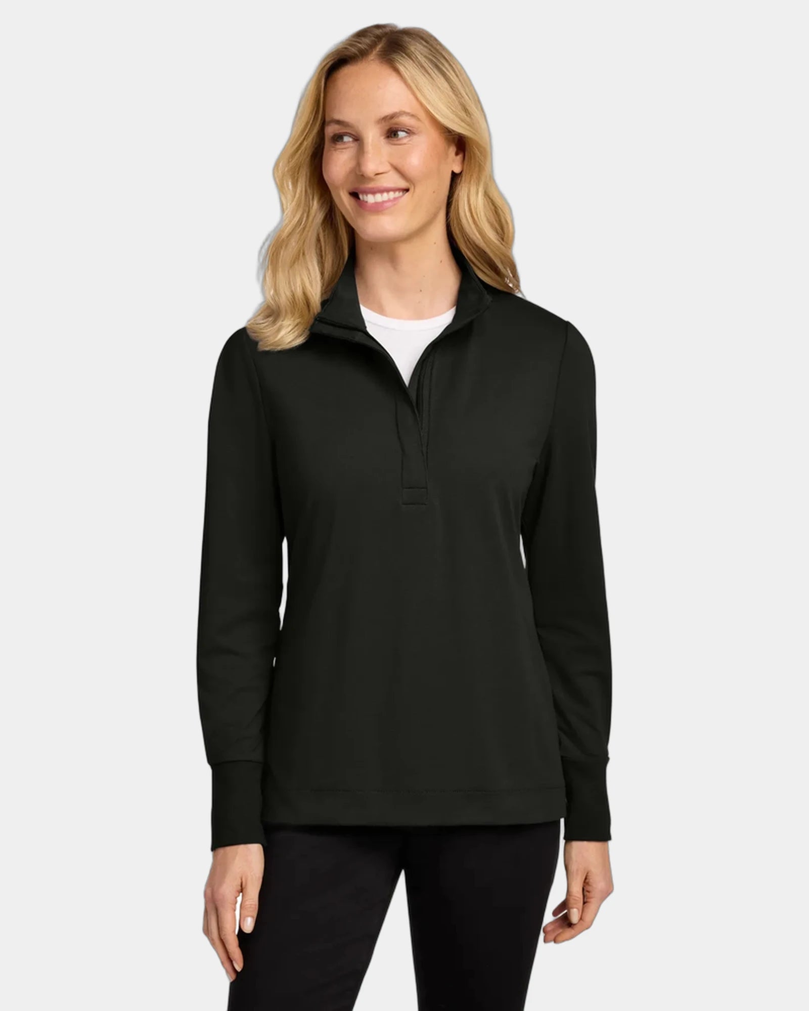 Custom stretch cotton Port Authority Fairway 1/4-zip - Deep Black