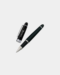 Custom laser-engraved soft-touch rollerball pen - Black