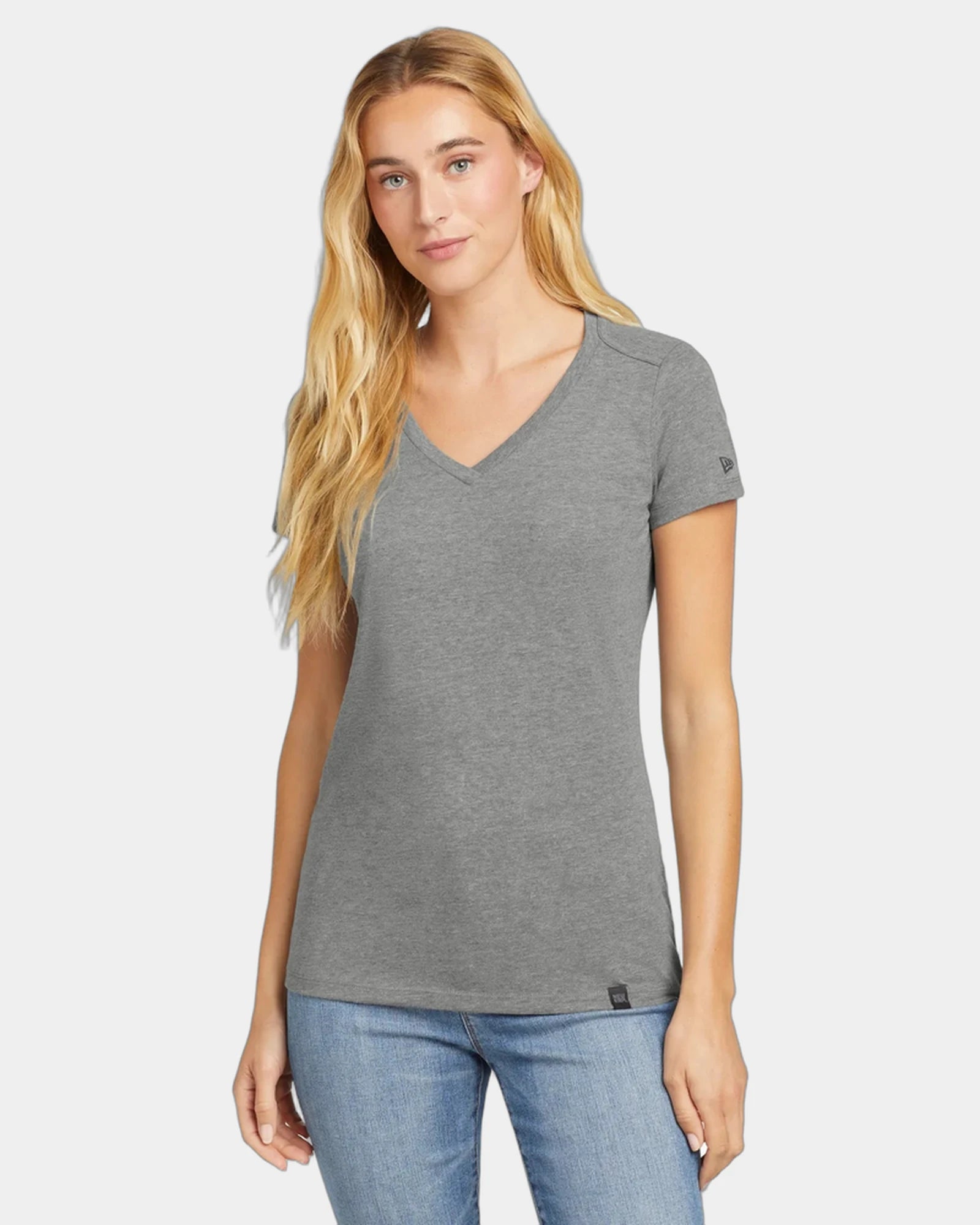 Custom women's V-neck tee New Era Heritage Blend - Shadow Grey Heather