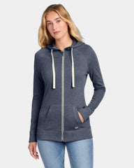 Custom sueded cotton New Era women's full-zip hoodie - True Navy Heather