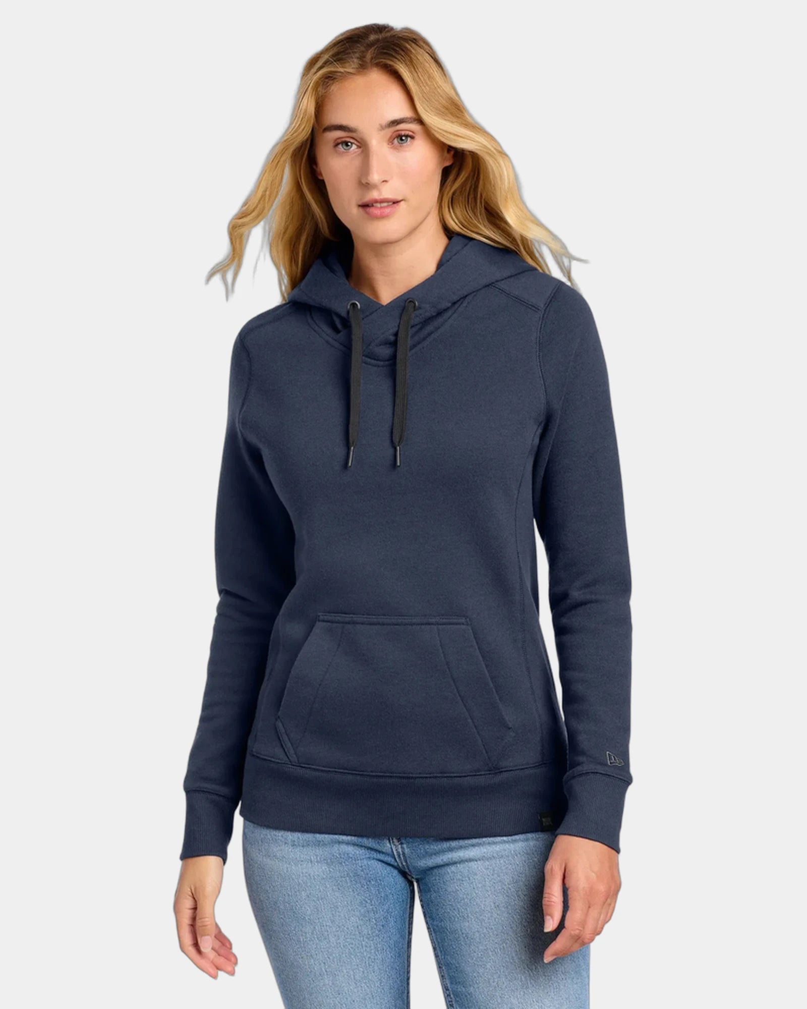 Custom French terry pullover hoodie New Era women's - True Navy