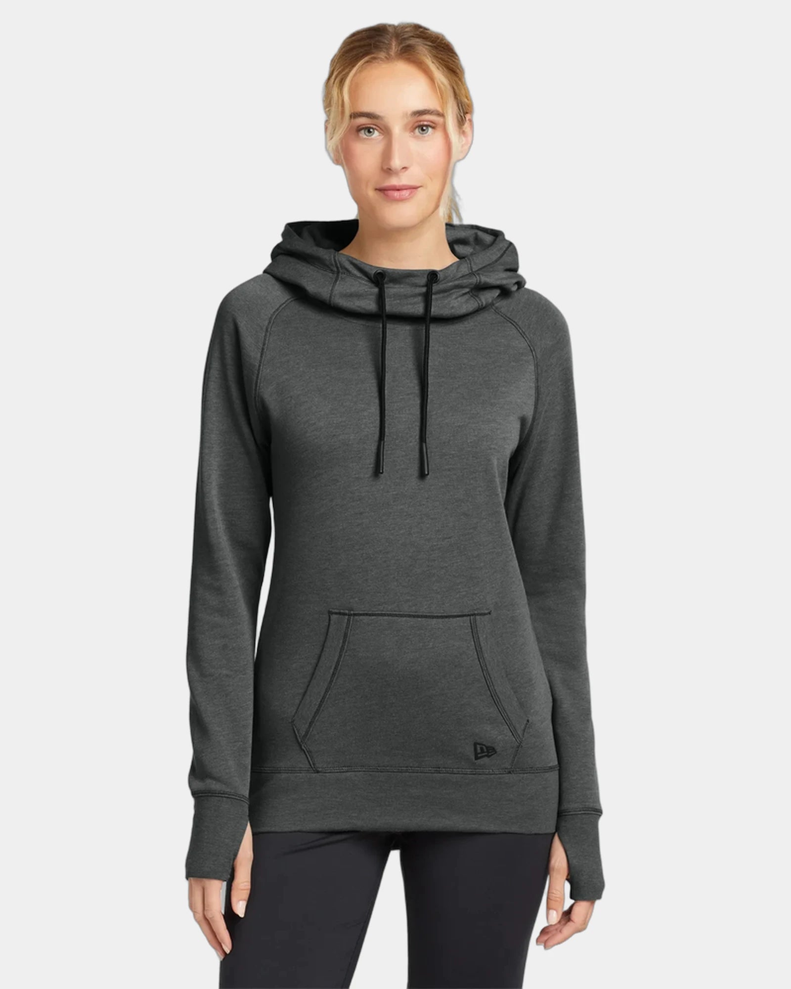 Custom tri-blend fleece hoodie New Era women's pullover - Black Heather