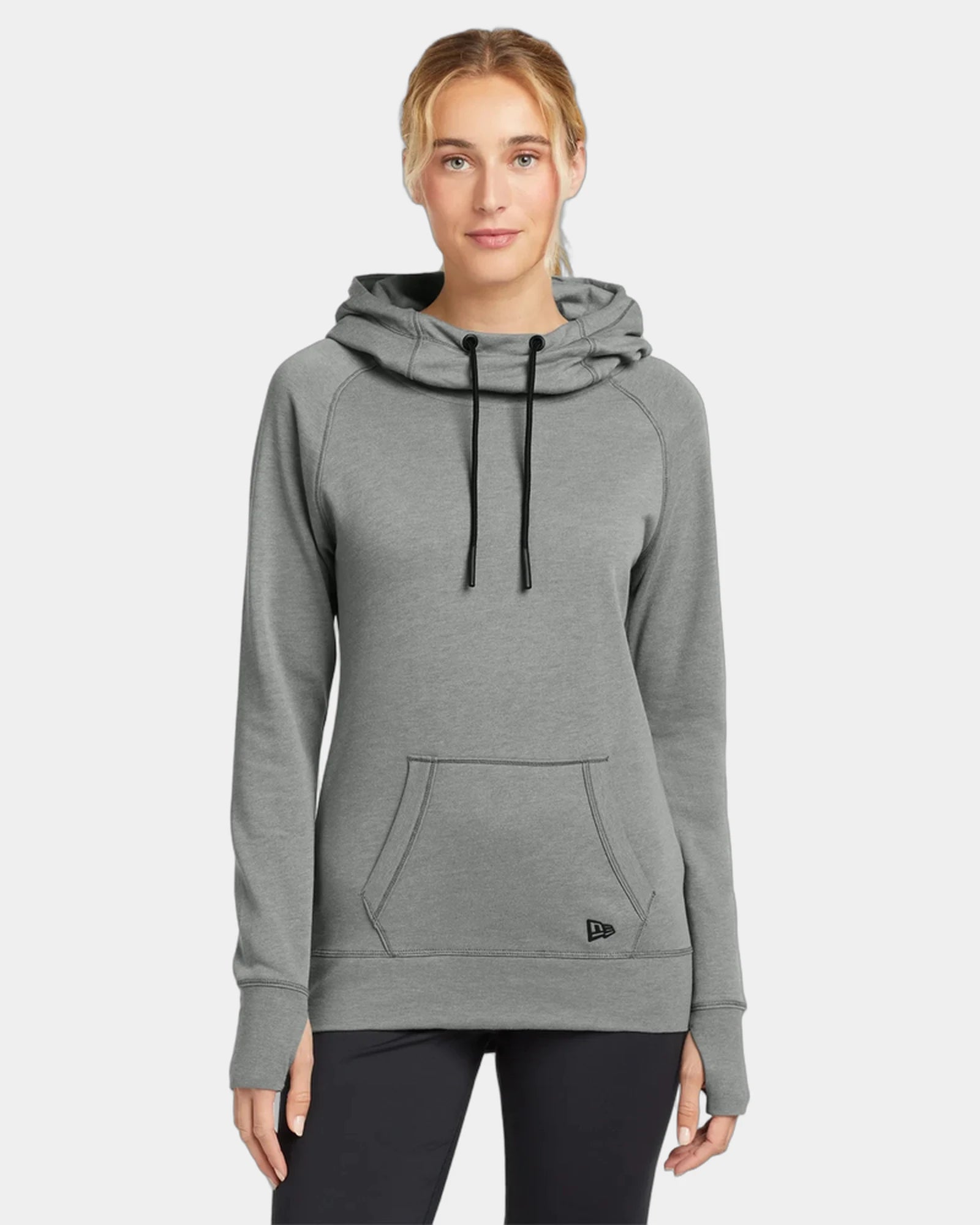 Custom tri-blend fleece hoodie New Era women's pullover - Shadow Grey Heather