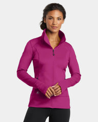 Custom women's stretch full-zip jacket with thumbholes - Flush Pink
