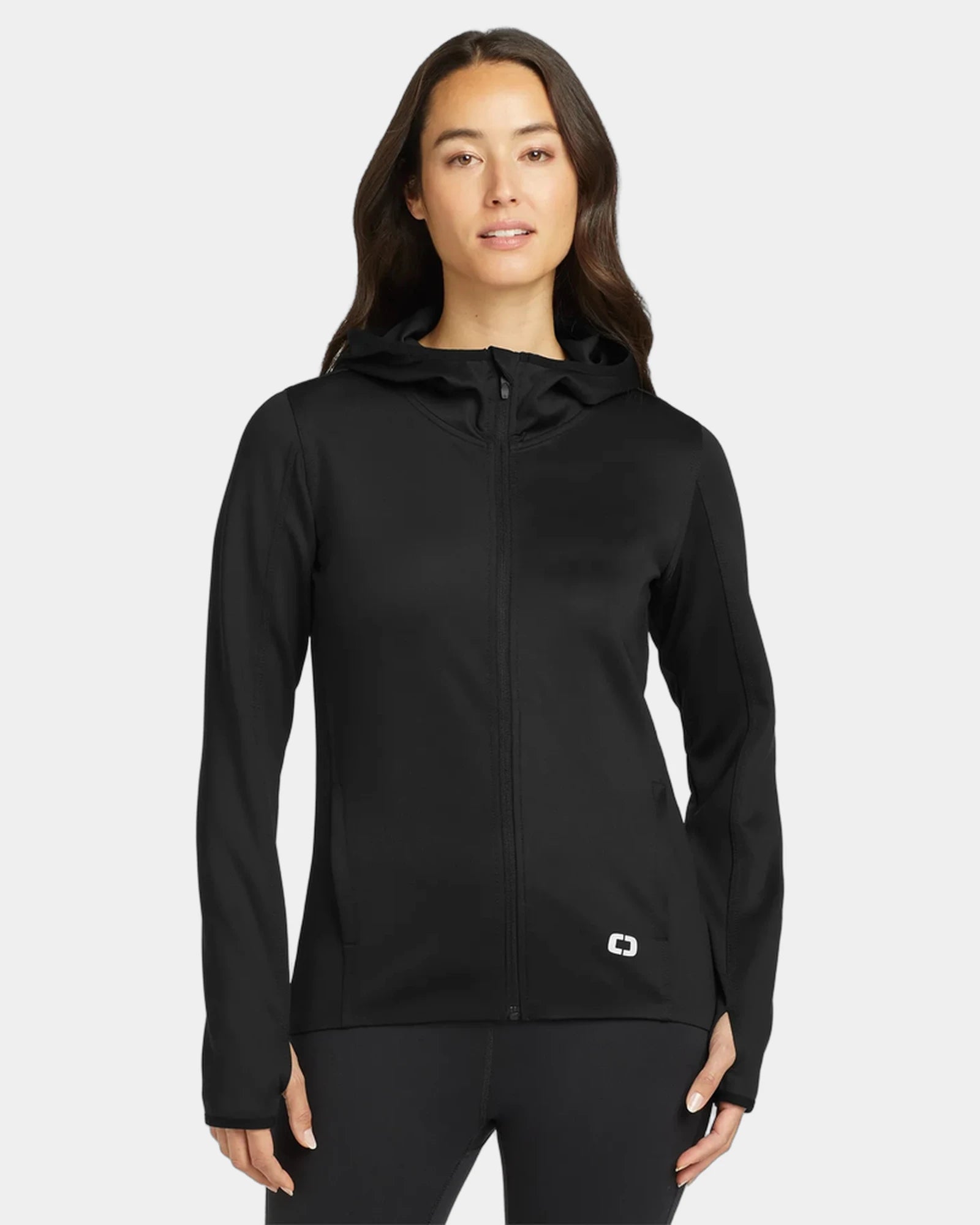 Custom women's stretch full-zip jacket with reflective trim - Blacktop