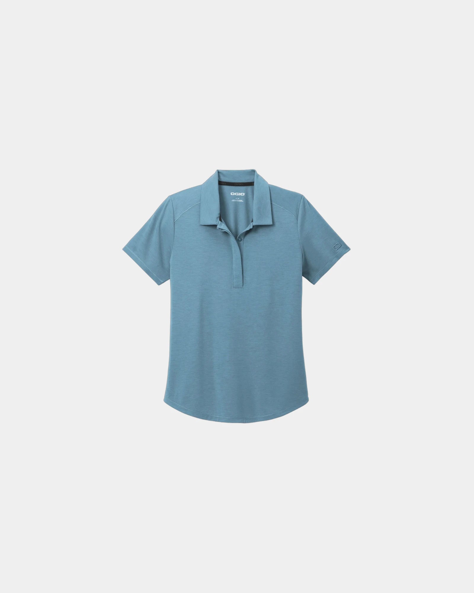 Custom wicking women's polo with UPF 30 protection - Blue Mist