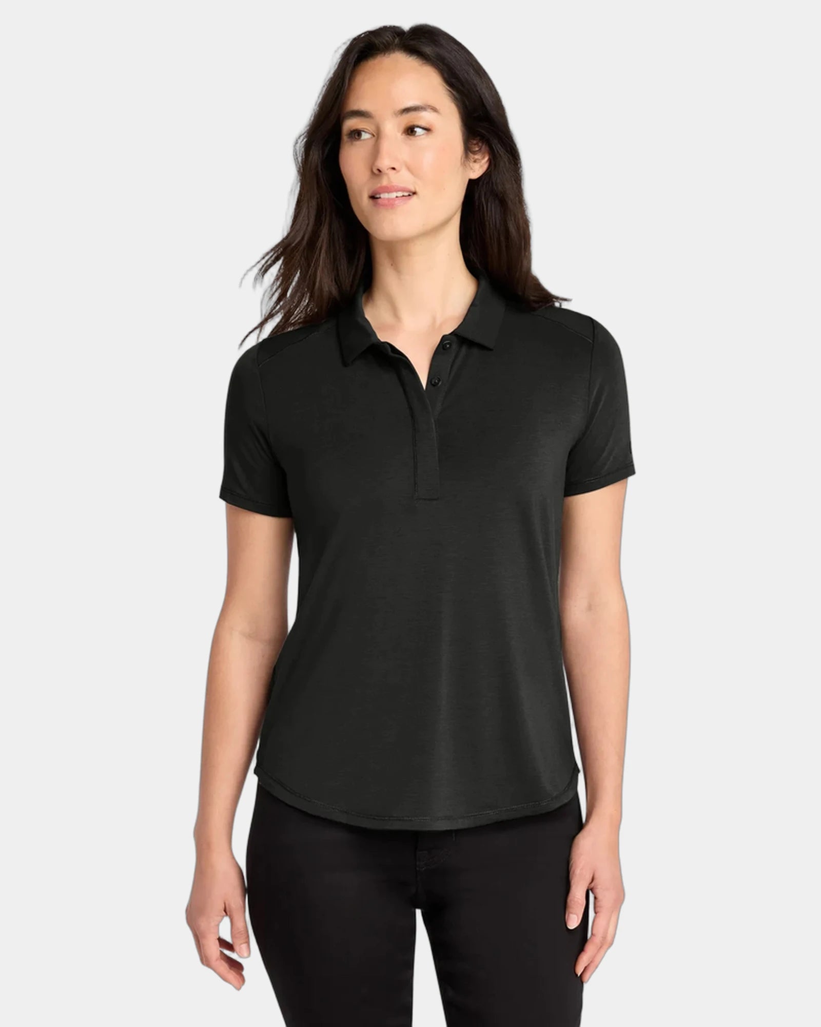 Custom wicking women's polo with UPF 30 protection - Blacktop