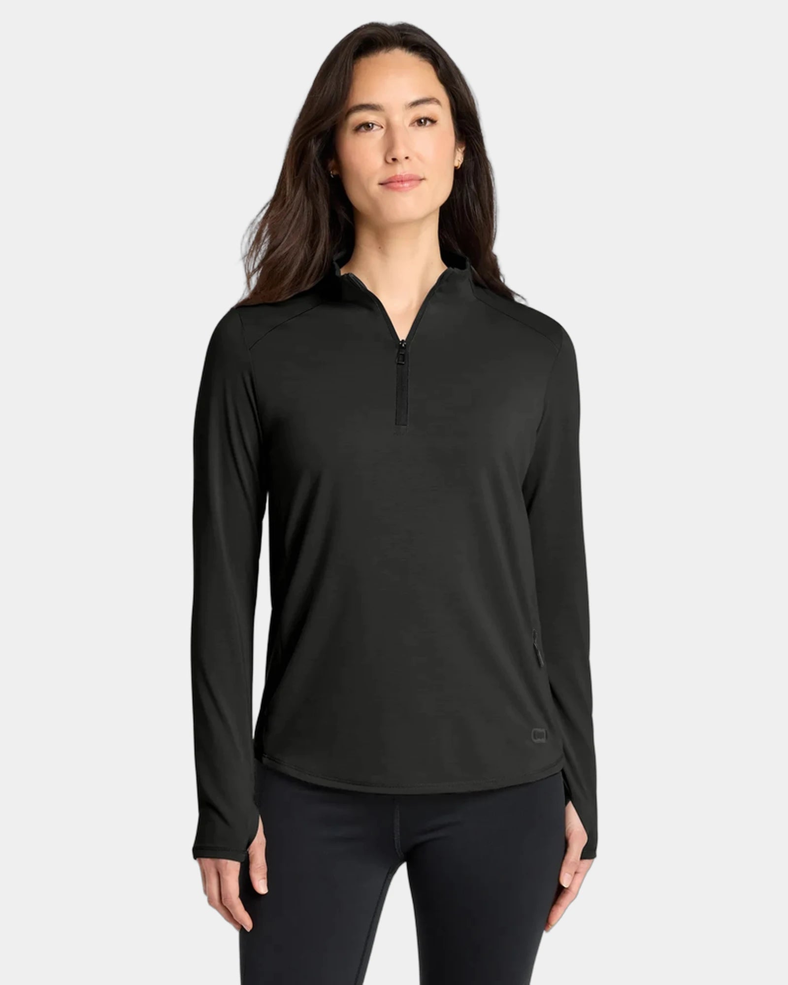 Custom women's 1/4-zip pullover with UPF 30 wicking - Blacktop