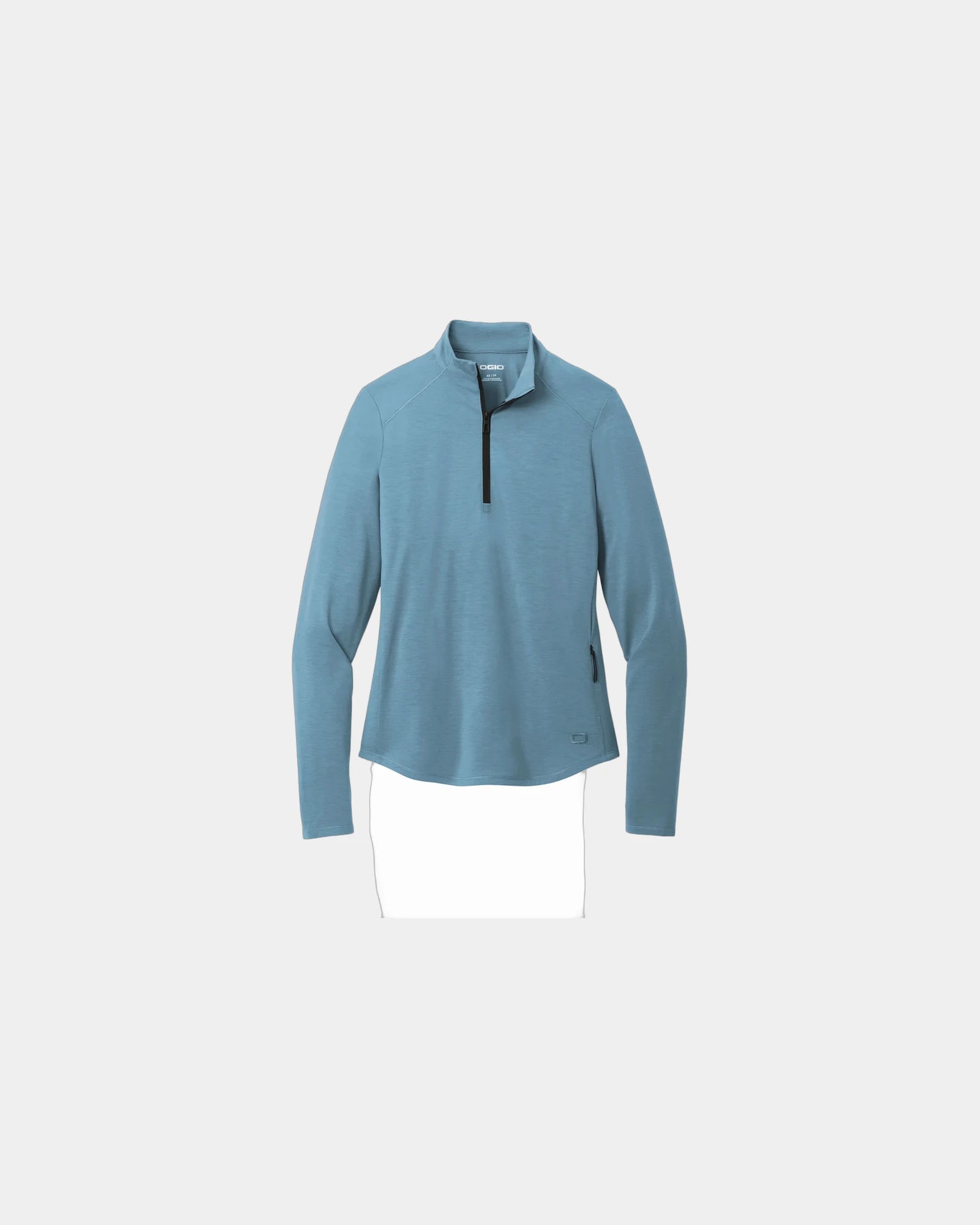 Custom women's 1/4-zip pullover with UPF 30 wicking - Blue Mist