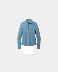 Custom women's 1/4-zip pullover with UPF 30 wicking - Blue Mist