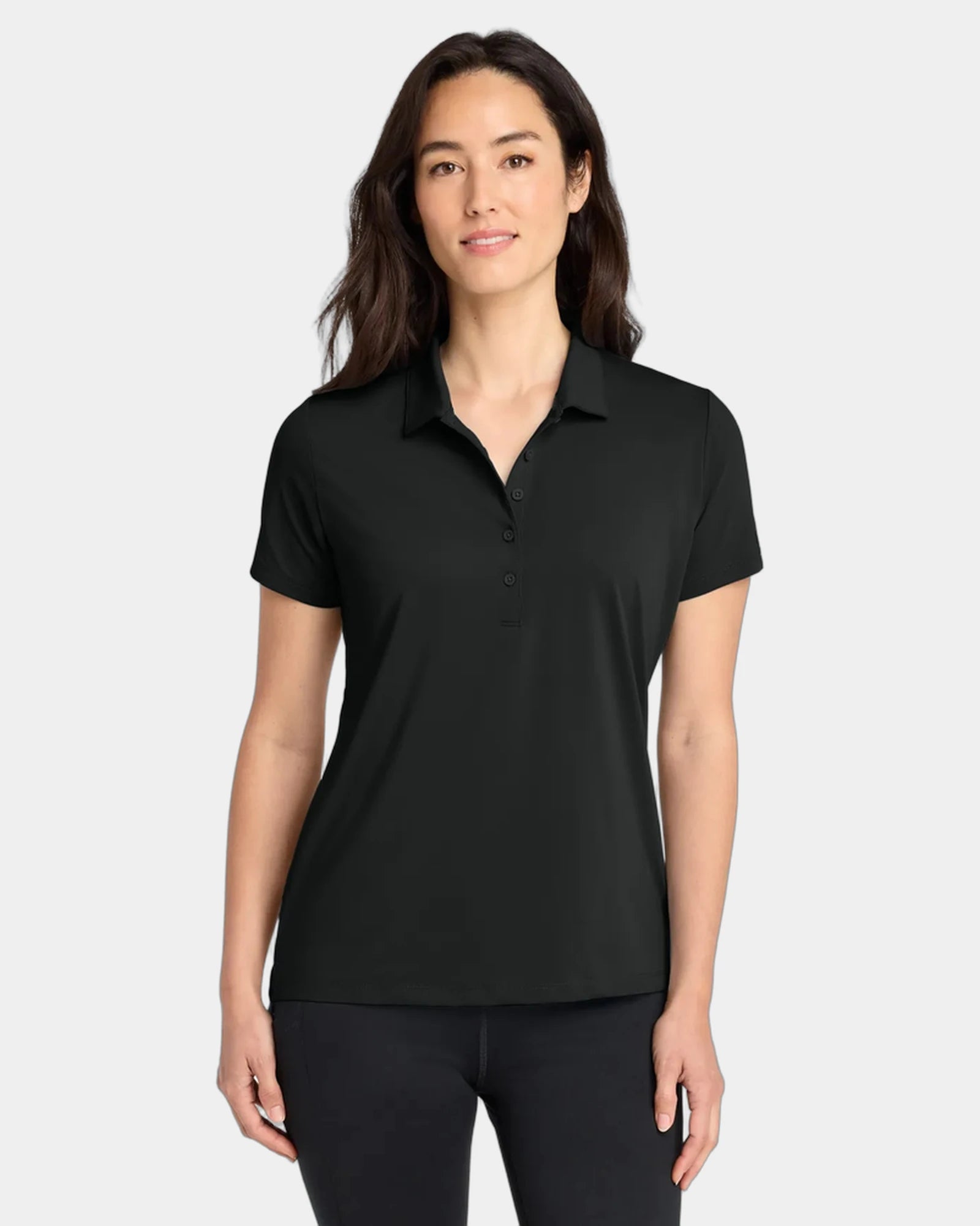 Custom women's recycled polo with UV protection - Blacktop