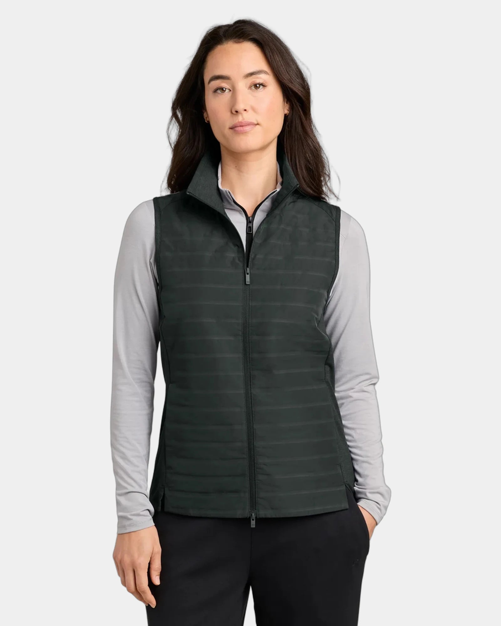 Custom hybrid vest with water-repellent polyester shell - Blacktop