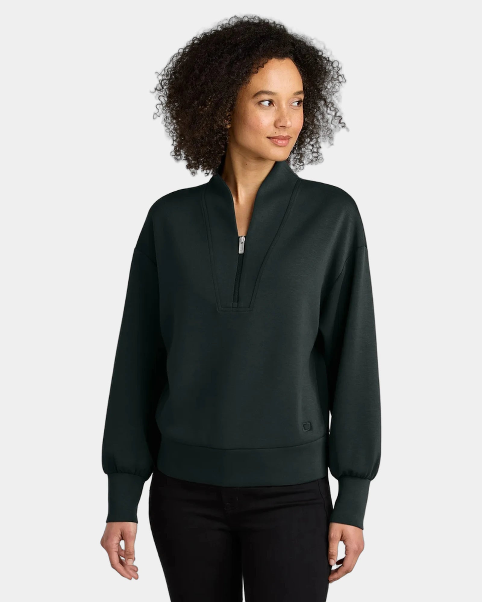 Custom women's 1/4-zip pullover with stretch fleece - Blacktop