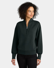 Custom women's 1/4-zip pullover with stretch fleece - Blacktop