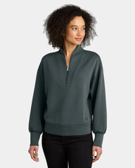 Custom women's 1/4-zip pullover with stretch fleece - Tarmac Grey