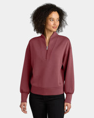 Custom women's 1/4-zip pullover with stretch fleece - Soft Ruby