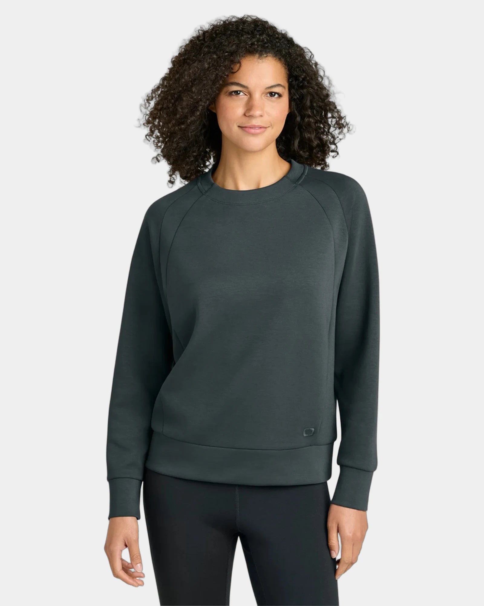 Custom women's double-knit fleece pullover sweatshirt - Tarmac Grey