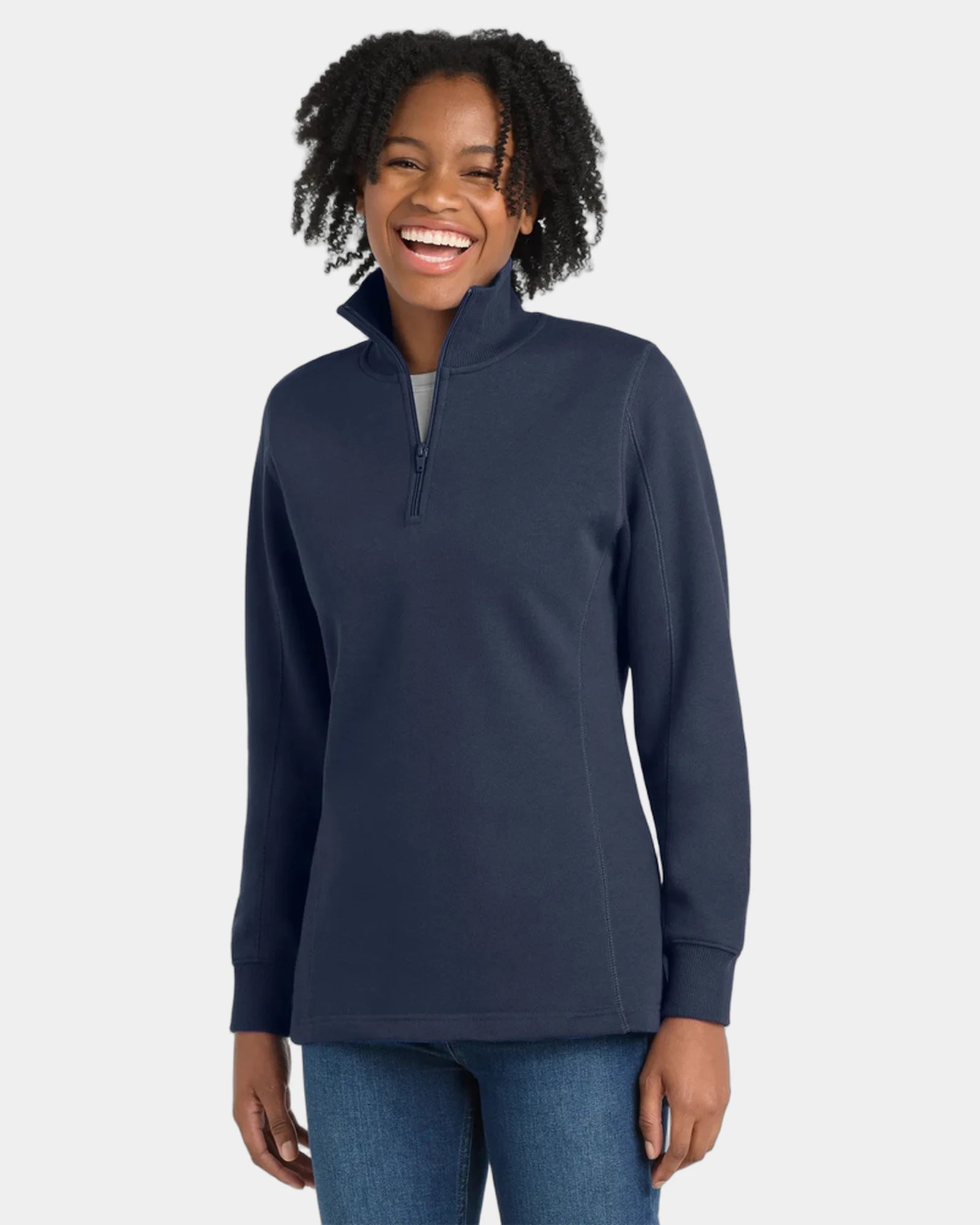 Custom women's 1/4-zip sweatshirt Sport-Tek fleece - True Navy