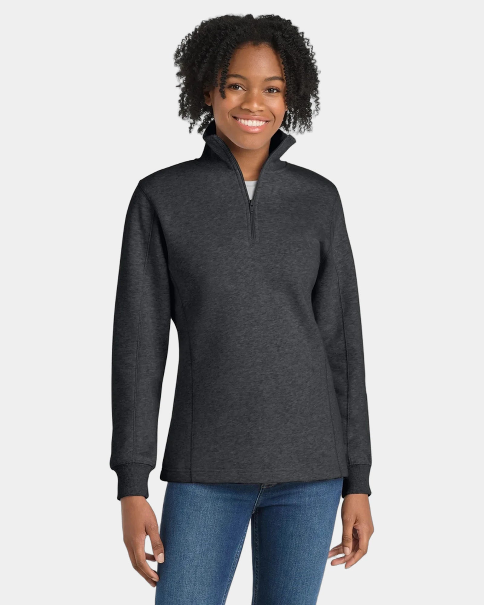 Custom women's 1/4-zip sweatshirt Sport-Tek fleece - Graphite Heather