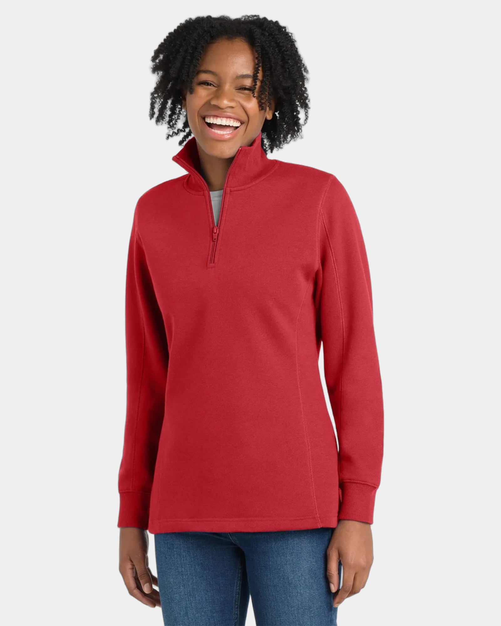 Custom women's 1/4-zip sweatshirt Sport-Tek fleece - True Red