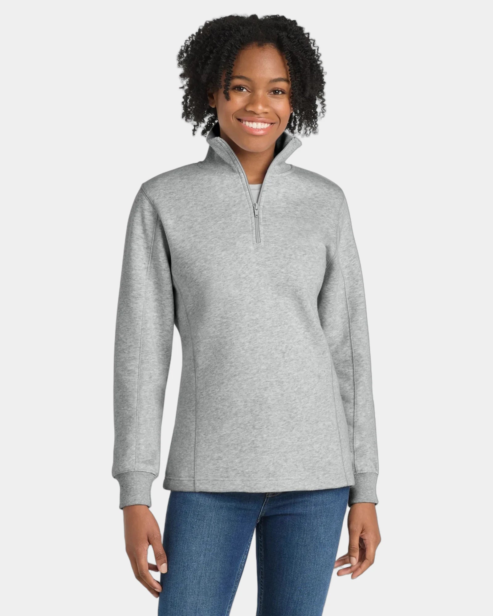 Custom women's 1/4-zip sweatshirt Sport-Tek fleece - Athletic Heather