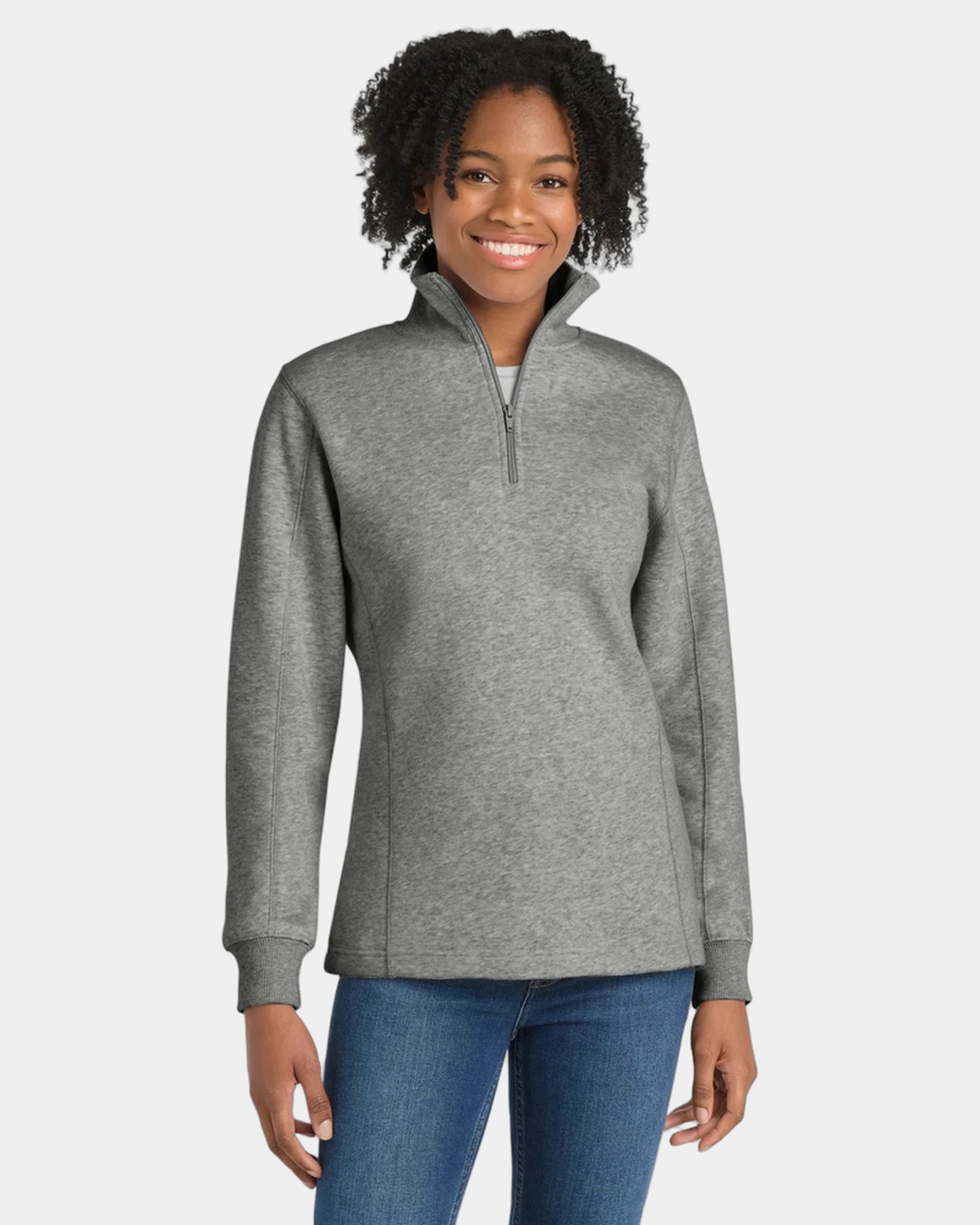 Custom women's 1/4-zip sweatshirt Sport-Tek fleece - Vintage Heather