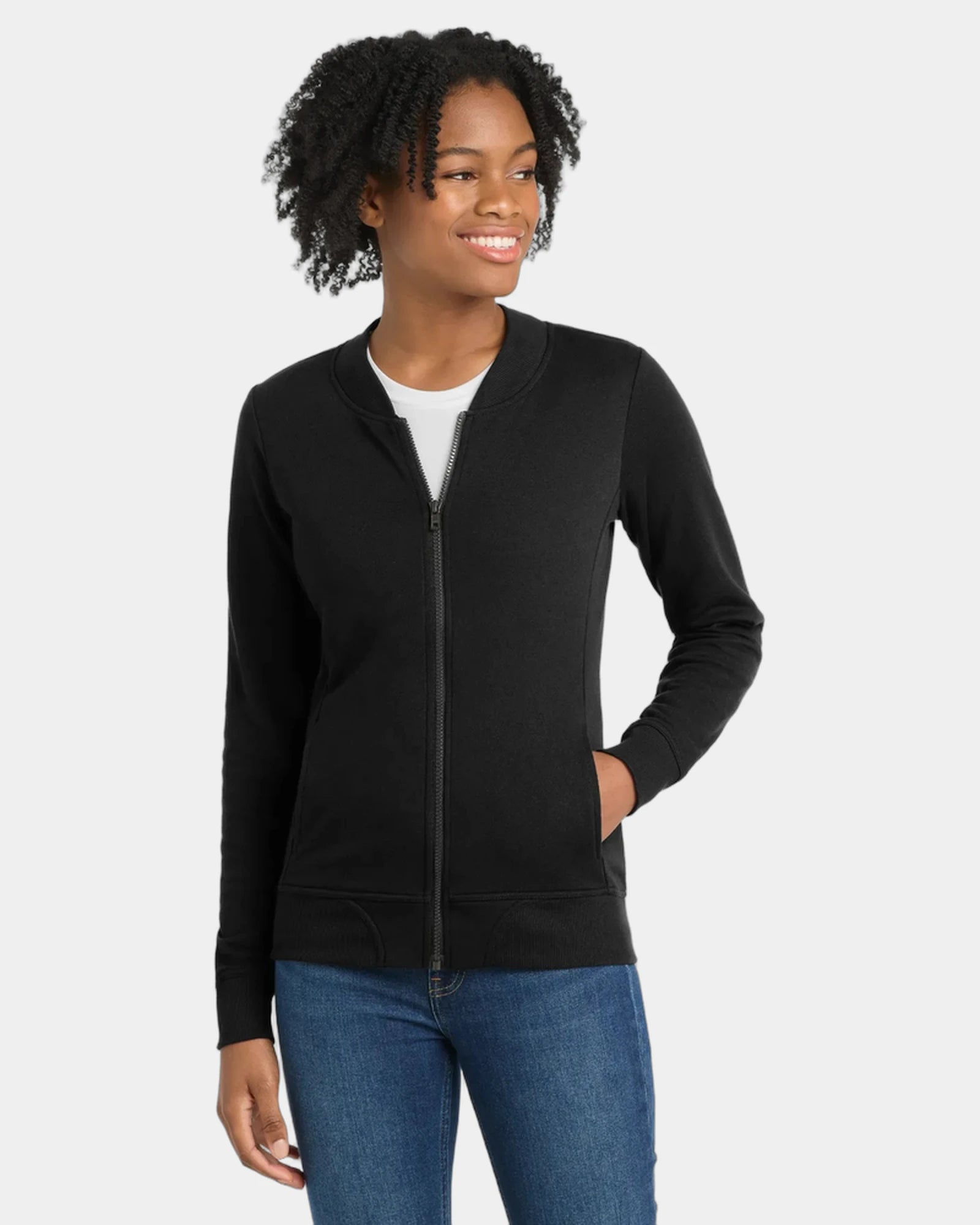 Custom Lightweight French Terry Bomber Sport-Tek Women's - Black