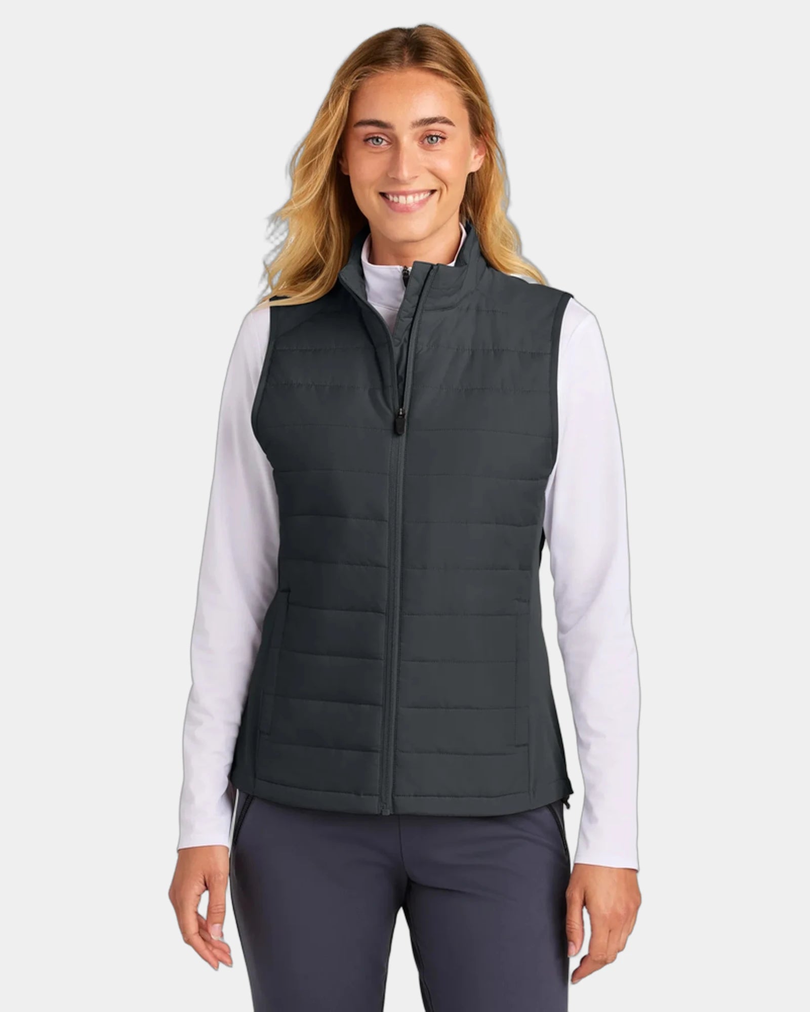 Custom hybrid vest Sport-Tek Women's Teknical - Iron Grey