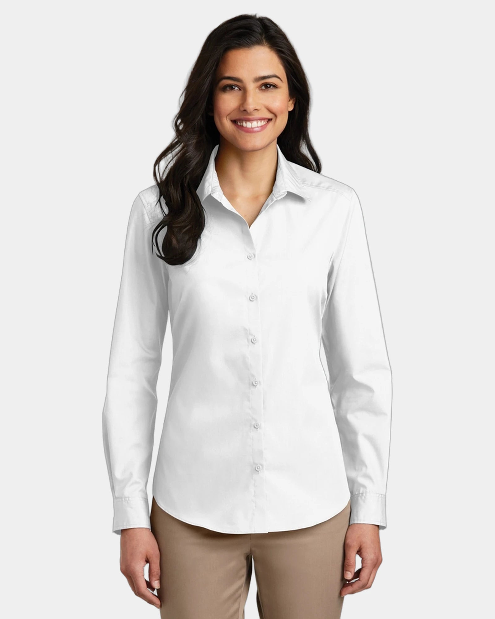 Custom stain-release poplin shirt Port Authority women's - White
