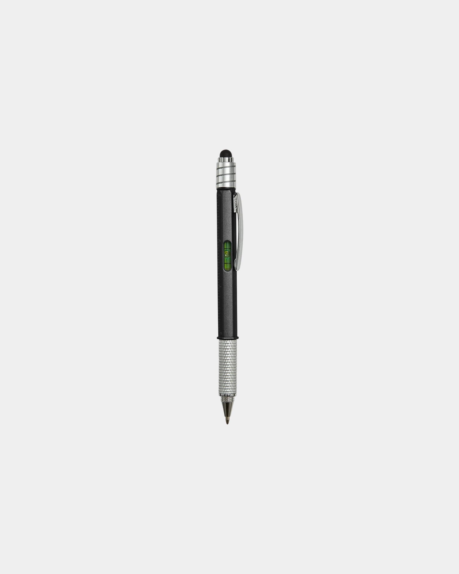 Custom ABS plastic spinner pen with stylus and ruler - Black