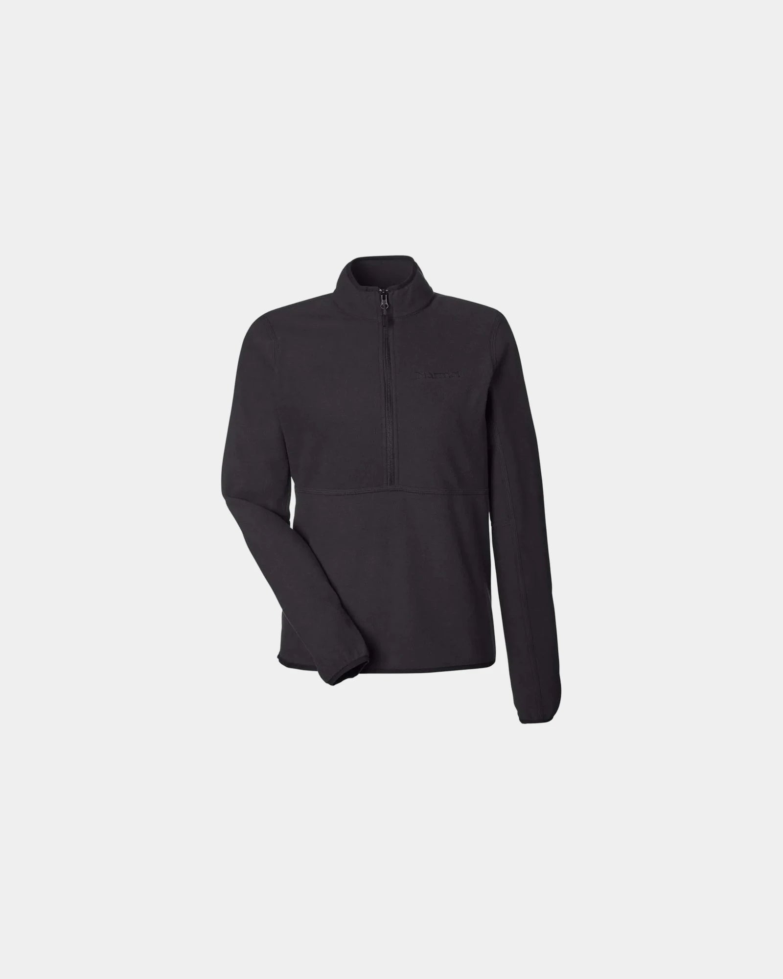 Custom women's recycled fleece half-zip pullover jacket - Black