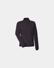 Custom women's recycled fleece half-zip pullover jacket - Black