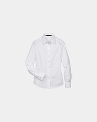 Custom women's long sleeve oxford dress shirt - White