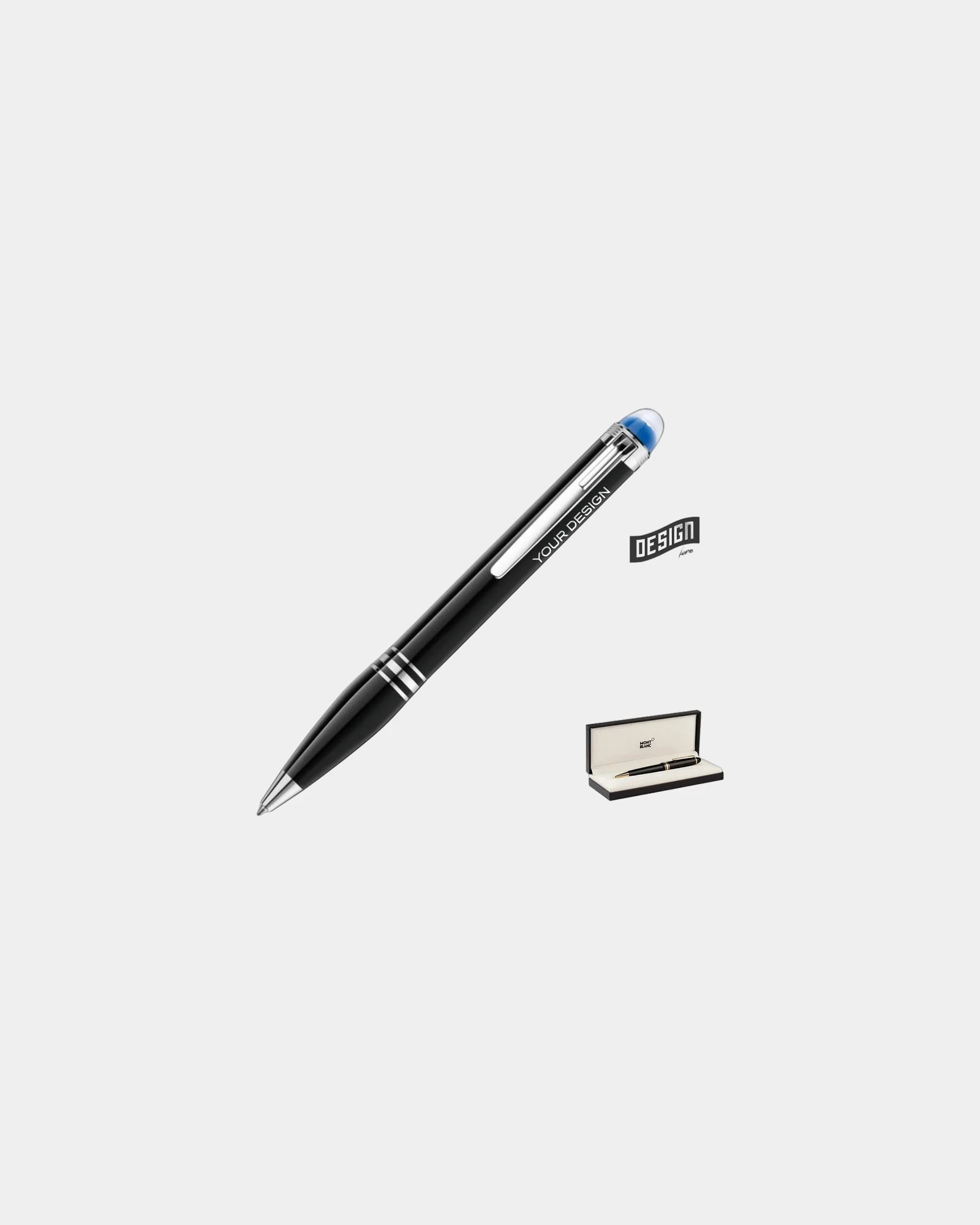 Personalized metal ballpoint pen Montblanc Starwalker - Black/Silver