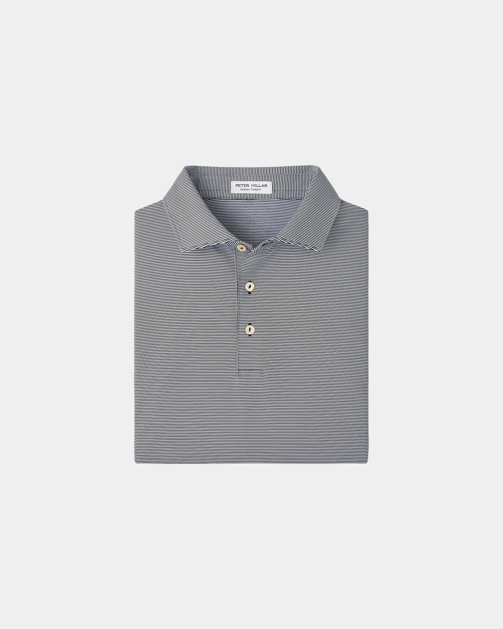 Custom striped polo with moisture-wicking stretch fabric - Black