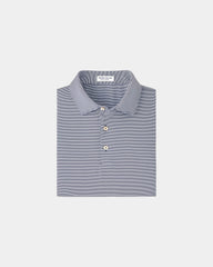 Custom striped polo with moisture-wicking stretch fabric - Navy
