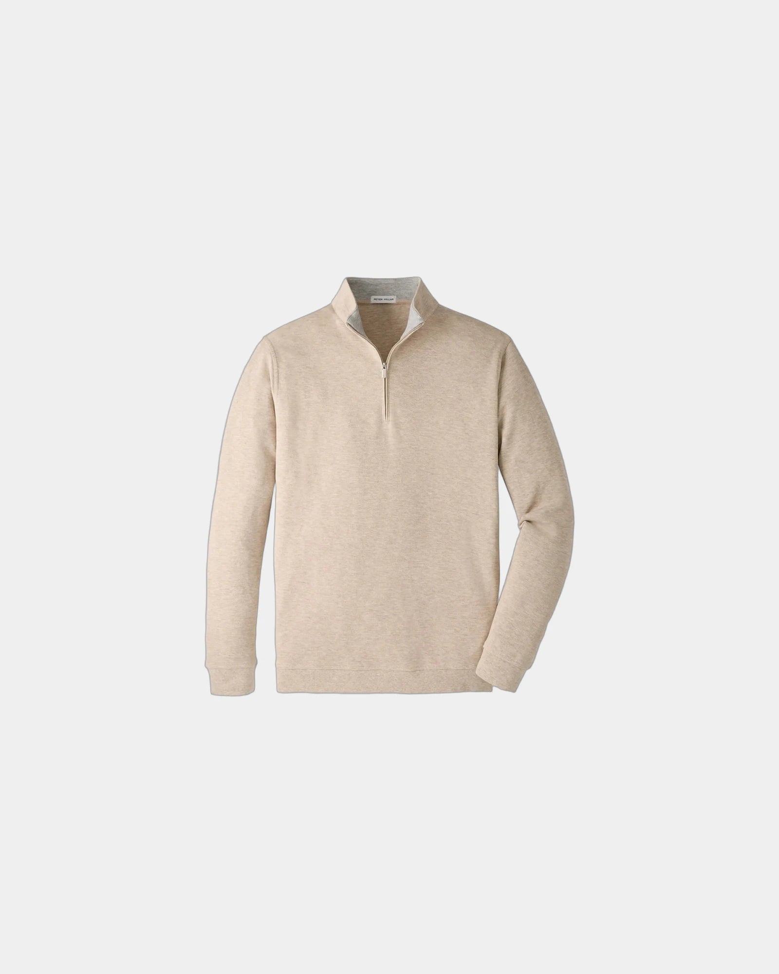 Custom cotton-modal quarter-zip pullover for teams - Stone
