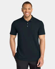 Custom stretch pique polo Mercer+Mettle men's shirt - Night Navy