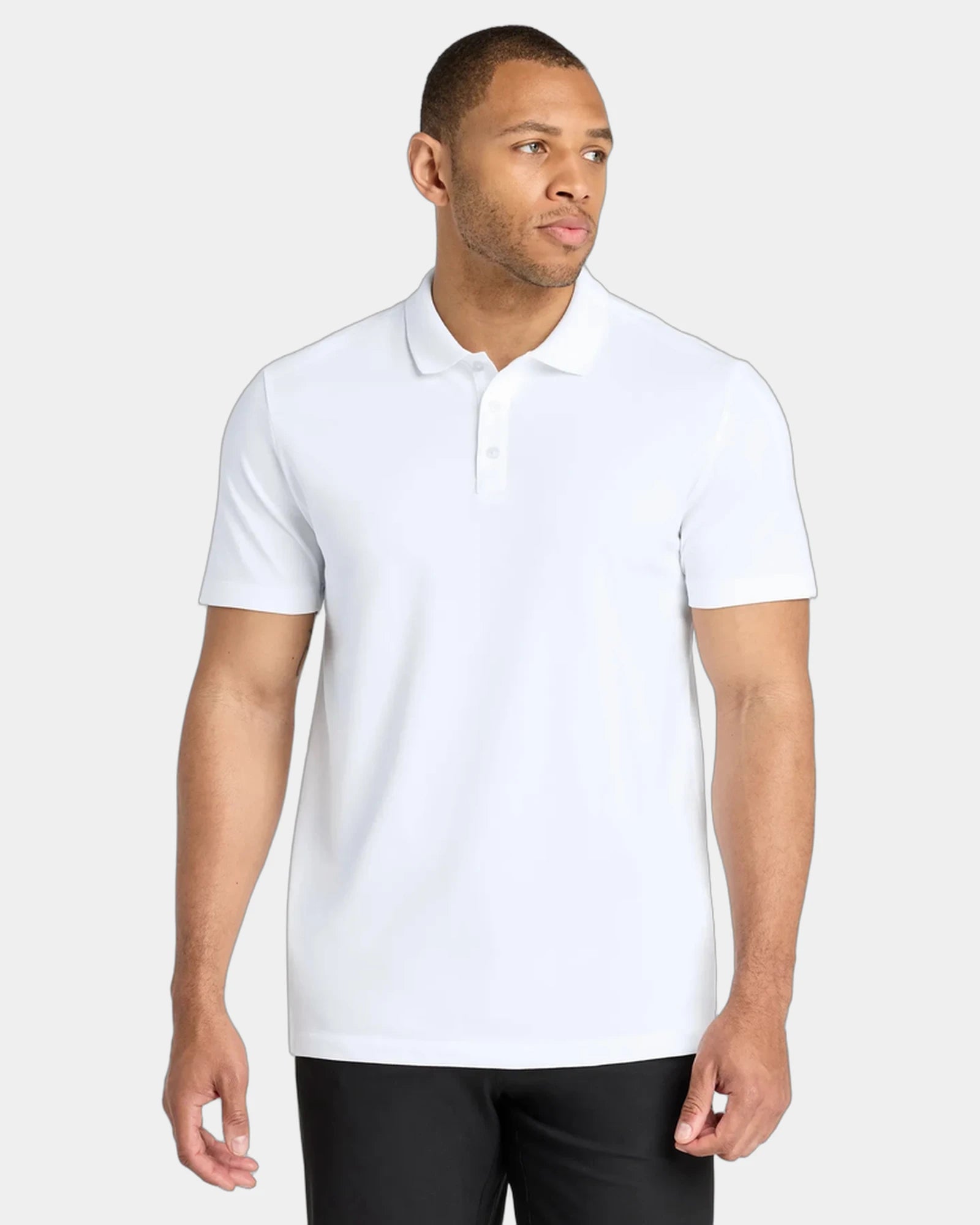 Custom stretch pique polo Mercer+Mettle men's shirt - White