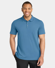 Custom stretch pique polo Mercer+Mettle men's shirt - Parisian Blue