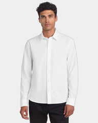 Custom stretch woven long sleeve shirt for men - White