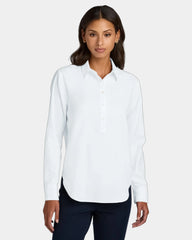 Custom stretch women's long sleeve oxford shirt - White