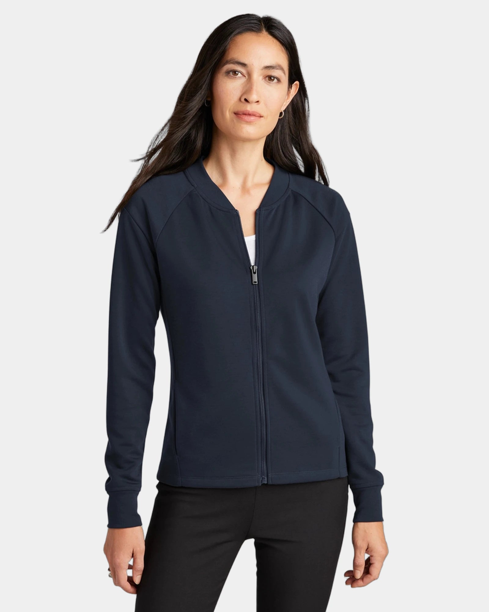 Custom double-knit bomber Mercer+Mettle women's jacket - Night Navy