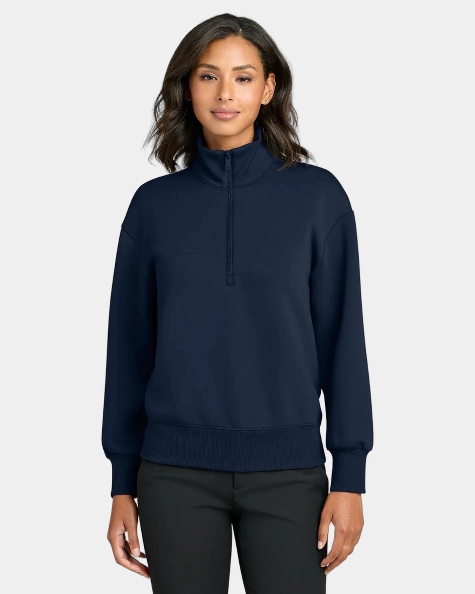 Custom recycled 1/4-zip Mercer+Mettle Soft Spacer pullover - Night Navy