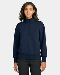 Custom recycled 1/4-zip Mercer+Mettle Soft Spacer pullover - Night Navy