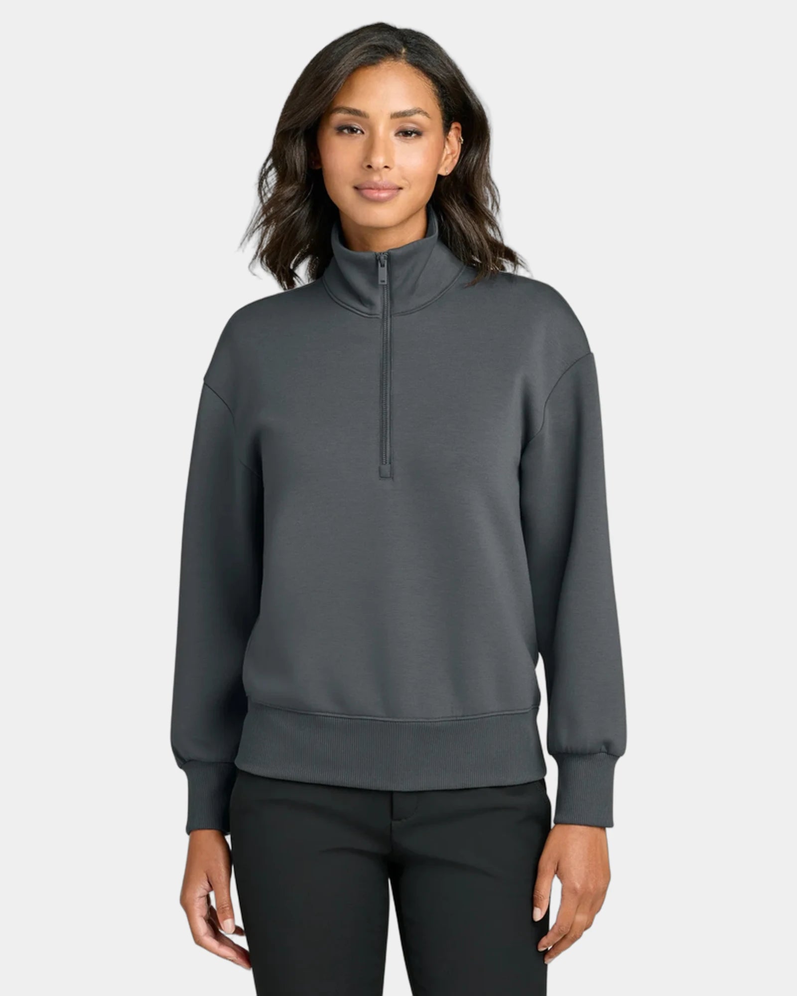 Custom recycled 1/4-zip Mercer+Mettle Soft Spacer pullover - Storm Grey
