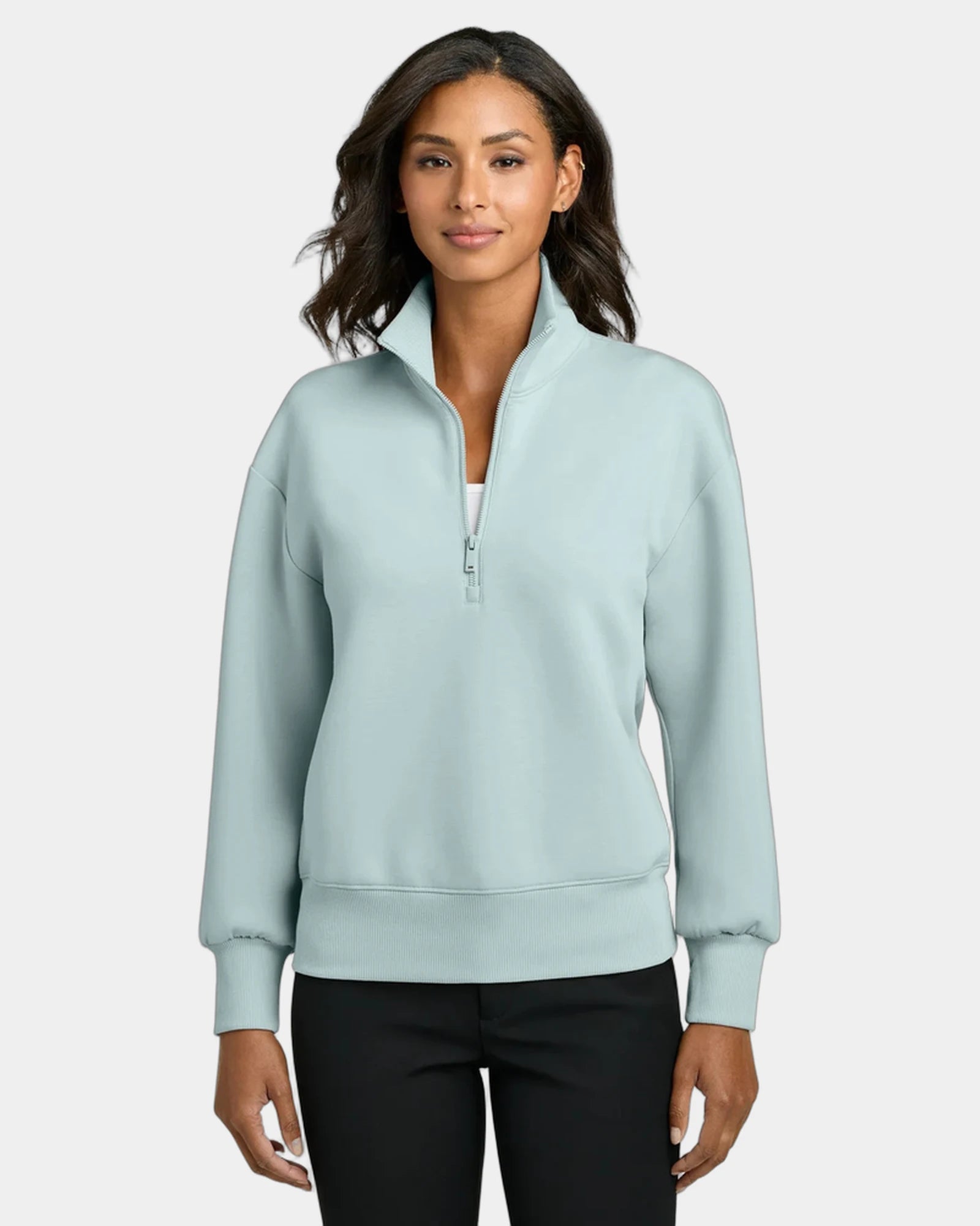 Custom recycled 1/4-zip Mercer+Mettle Soft Spacer pullover - Celestial Blue