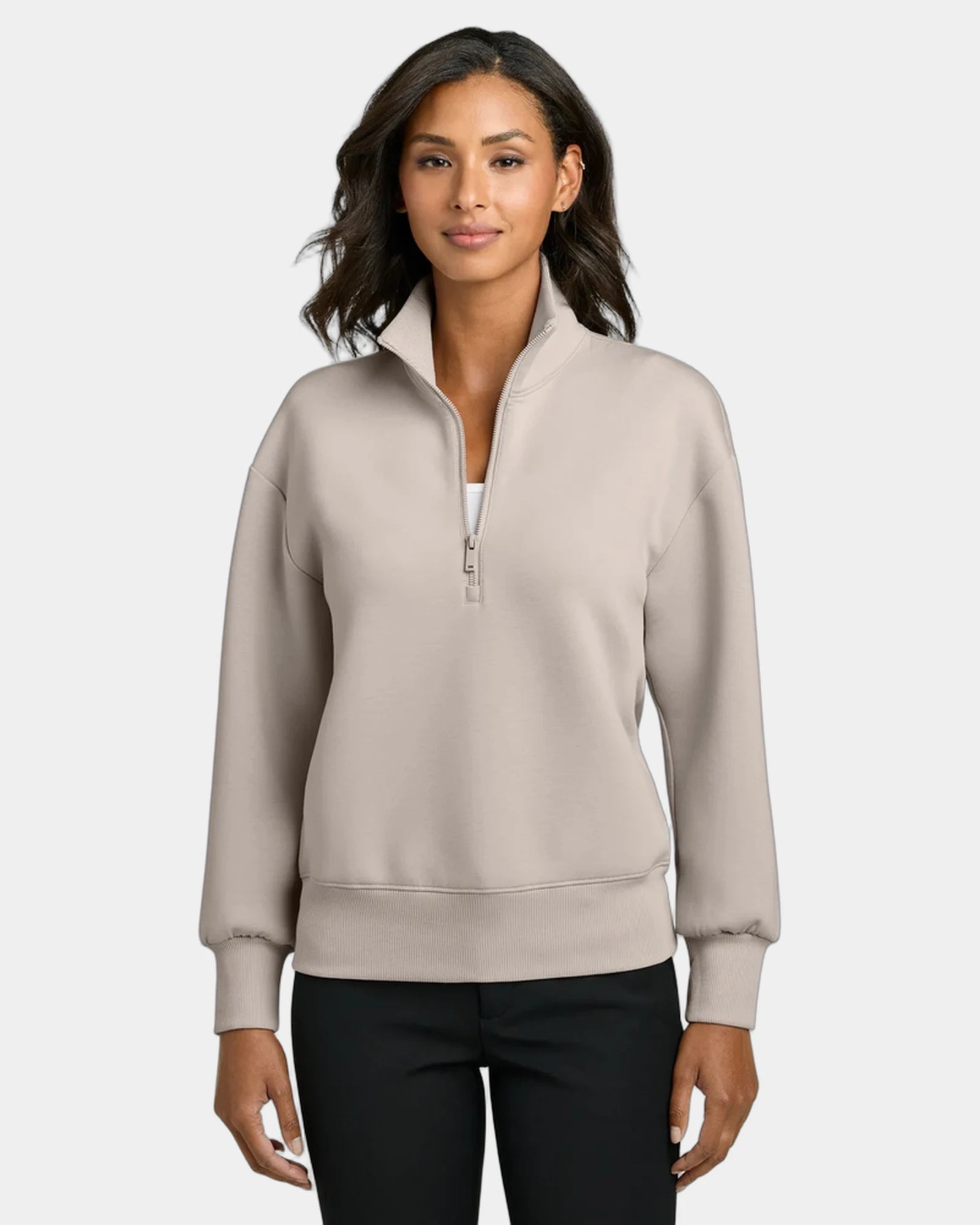 Custom recycled 1/4-zip Mercer+Mettle Soft Spacer pullover - Warm Quartz