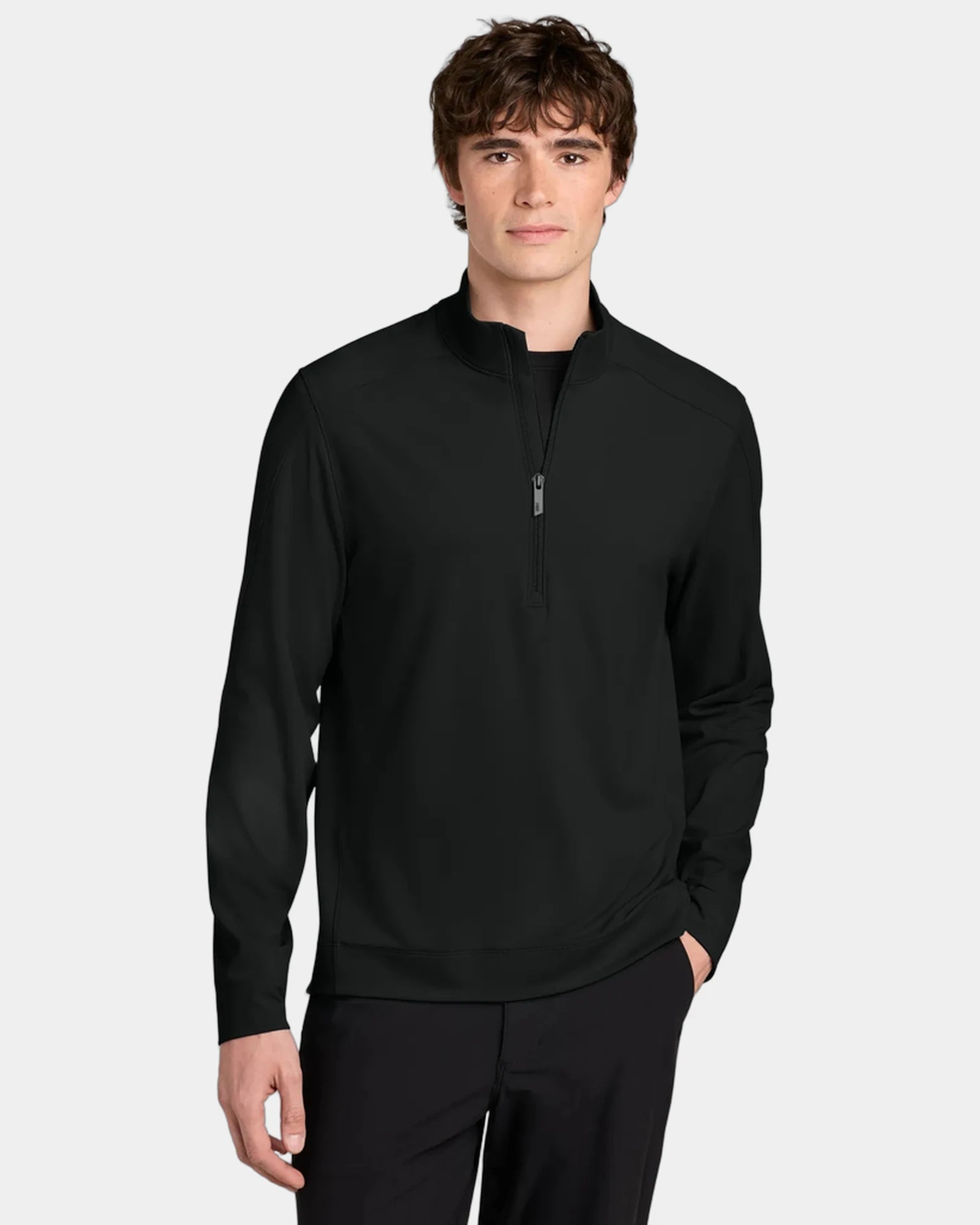 Custom recycled nylon 1/4-zip pullover UPF 50+ - Pitch Black