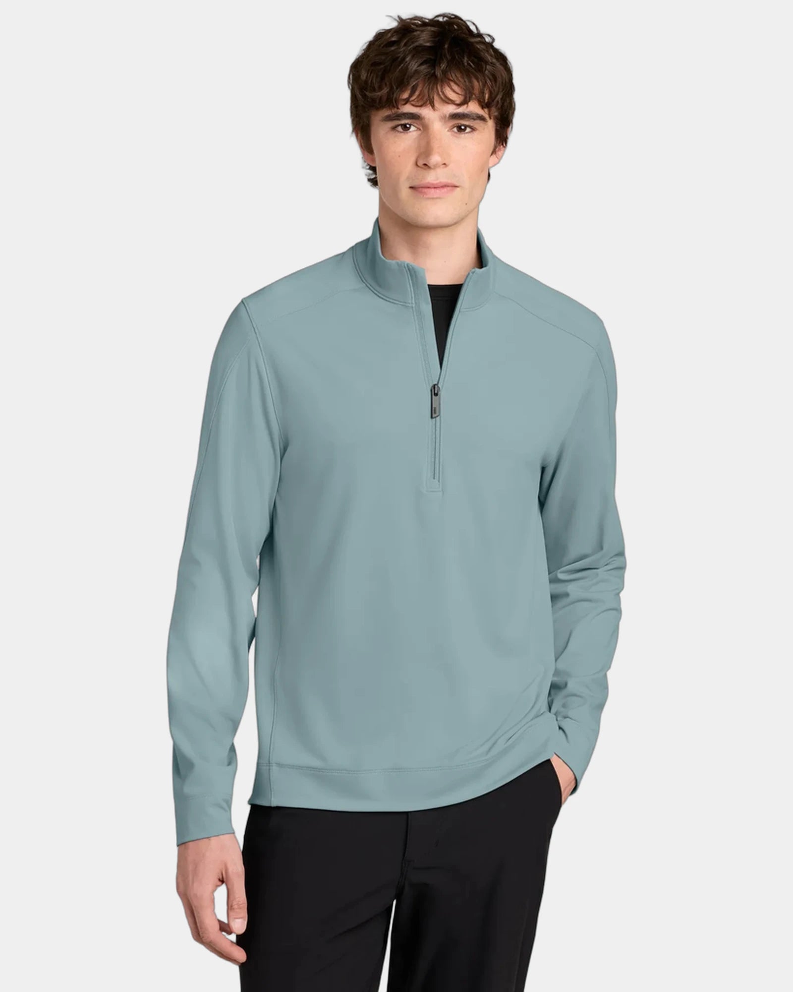 Custom recycled nylon 1/4-zip pullover UPF 50+ - Blue Fog